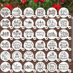 JULBEAR 36 Pieces Reusable Christmas Cake Stencils Templates Molds Tools for Christmas Holiday New Year Cookies Baking Painting Dessert Coffee Decoration