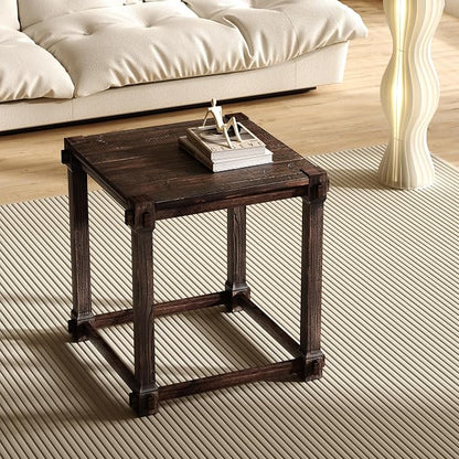 Vintage Aged Solid Wood Side Table Mortise and Tenon Construction by Hmleton