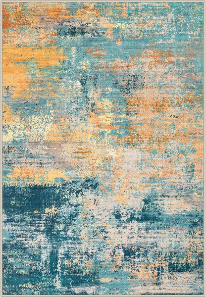 Area Rug Living Room: 4x4 Modern Washable Soft Carpet Rosy Haze | by FXRHLP