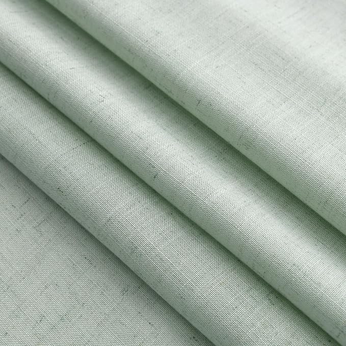 Aqua Green Linen Curtains 52x72 Inch 2 Panels | Semi Sheer Light Filtering - Image 7