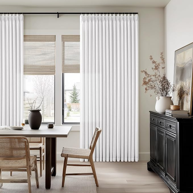 Pinch Pleated Linen Light Filtering Curtains 105 Inches Length Snow White | - Image 7