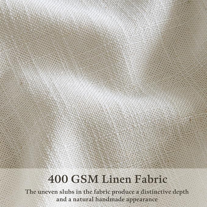 Extra Long Pleated Semi Sheer Flax Linen Curtains Cream Ivory 132 Inch Long | - Image 3