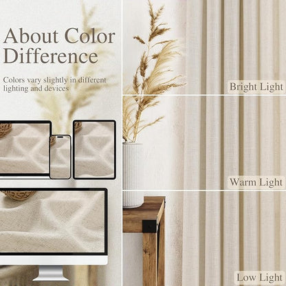 Extra Long Warm Beige Linen Curtains 120 Inch - Image 7