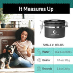 Coffee Gator Coffee Canister, 11oz Airtight Stainless Steel Kitchen Food Storage Container with Date Tracker, CO2-Release Valve and Scoop for Sugar, Beans, Tea, Sugar, Cereal, Cookies Jars - Black