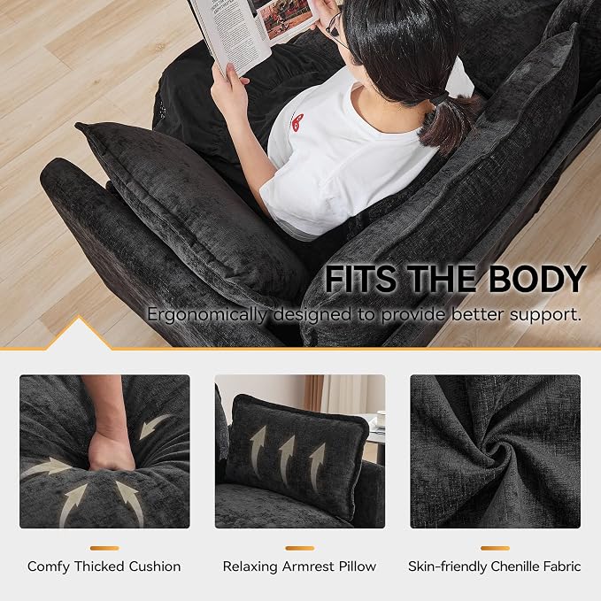 76'' Cloud Deep Seat Loveseat, Upholstered Chenille Modular 2-Seats Sectional - Image 4