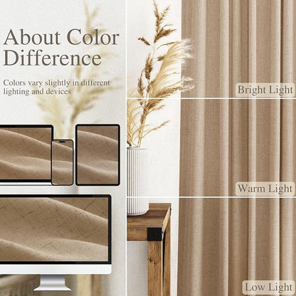 Sand Beige Linen Curtains 84 Inch Length - Image 3