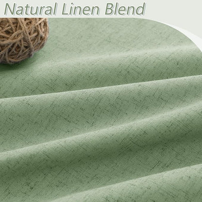 Light Sage 100% Blackout Linen Curtains 96 Inch Length 2 Panels Set - Image 3