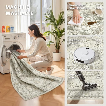5x7 Area Rugs for Living Room, Large Washable Rug, Dining Room, Low Pile - Image 5