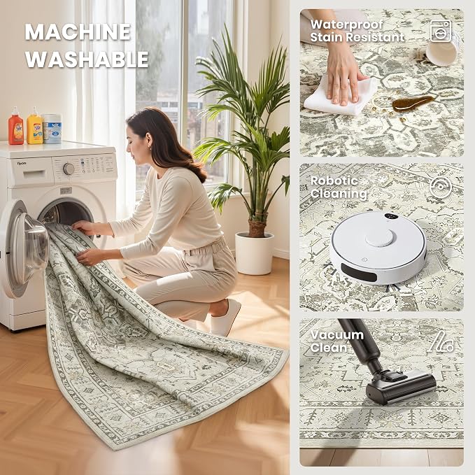 6x9 Area Rugs for Living Room, Large Washable Rug, Dining Room, Low Pile - Image 5