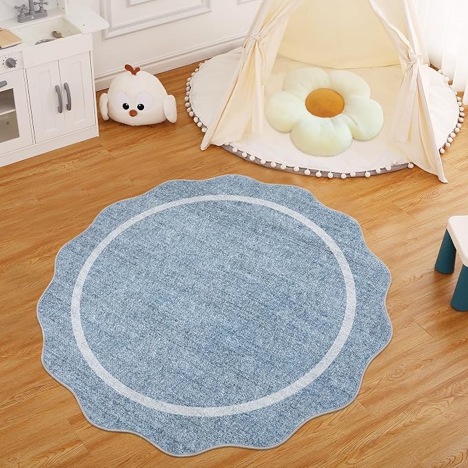 GarveeHome Scalloped Round Rugs 6Ft Washable Area Rug - Image 8