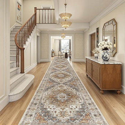 Madane Hallway Runner Rug 3x18 Washable Kitchen Runners 18ft, Turmeric/Grey | - Image 4