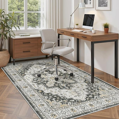 Madane Area Rug 3x5, Washable Vintage Entry Rugs - Image 3