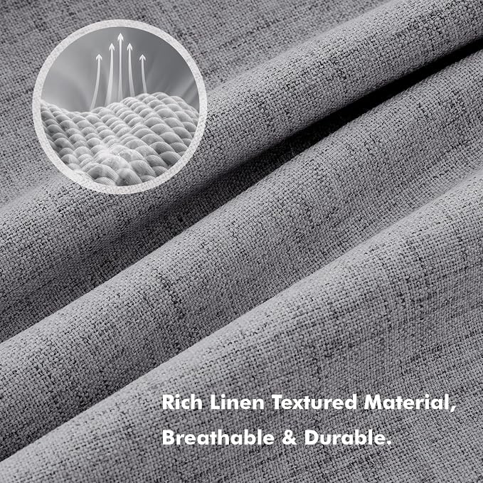 MIULEE 100% Blackout Linen Curtains 42 x 96 Inch Glacier Gray 2 Panels | - Image 3