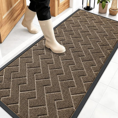 OLANLY Front Door Mat Outside 59x23, All-Season Absorbent Rubber Doormat | Brown by OLANLY