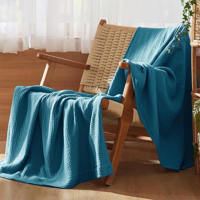 Bedsure 100% Cotton Muslin Throw Blanket Twin XL - Image 5