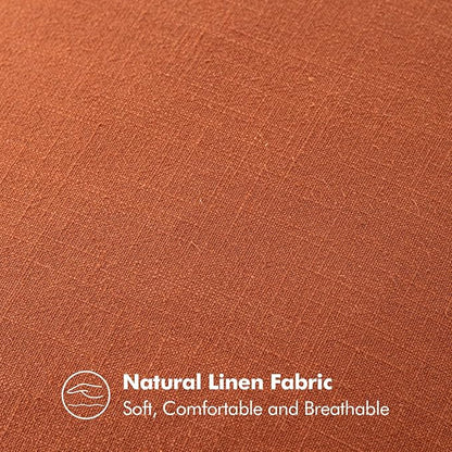 MIULEE Decorative Linen Pillow Covers 18x18 Inch Rust | Boho Farmhouse​ ​Fall - Image 8