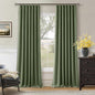 96 Inch Olive Green Linen Pinch Pleated Blackout Curtains by Twodrapes
