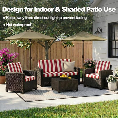 CALBODE 14 Pcs Stretch Outdoor Seat Cushion Covers, Washable Striped Chair Seat - Image 5