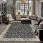 6x9 Black Beige Vintage Floral Washable Area Rug by HUGEAR