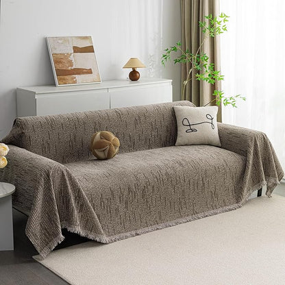 MYSKY HOME Boho Couch Cover Sand Sofa Covers Washable, Farmhouse Sofa Slipcover by MYSKYHOME