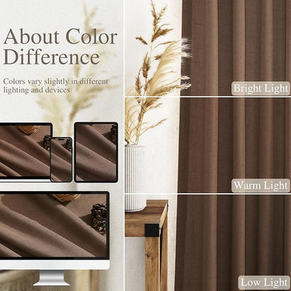 Extra Long Caramel Brown Linen Curtains 2 Panels 102 Inches Long - Image 4