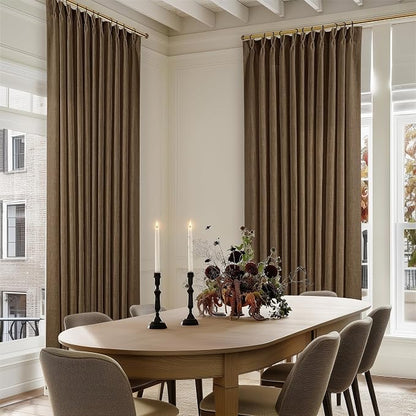 Extra Wide 90 Inch Long Pleated Curtains 70 Inch Wide Dutch Cocoa | Pinch Pleat - Image 7