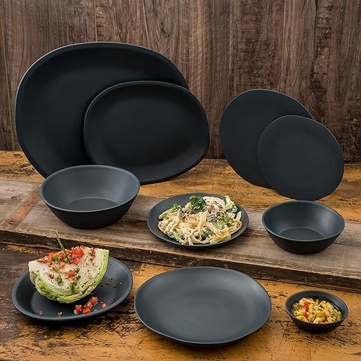 Carlisle FoodService Products Ridge Reusable Plate Salad Plate, Rimless Plate for Home and Restaurant, Melamine, 9 Inches, Slate, (Pack of 12)