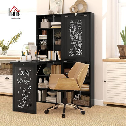 HOMCOM Foldable Convertible Writing Table, Wall Mounted Space-Saving Computer - Image 2