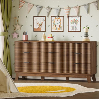BORNOON 63" Long Dresser for Bedroom, 9-Drawer Fluted Dresser, Extra-Wide Wood - Image 6