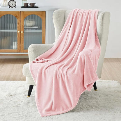 Bedsure GentleSoft Pink Fleece Throw Blanket - Image 3