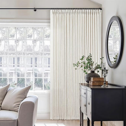 Natural Pinch Pleated Linen 84 Inch Curtains 100 Inch Width | Extra Wide by Twodrapes