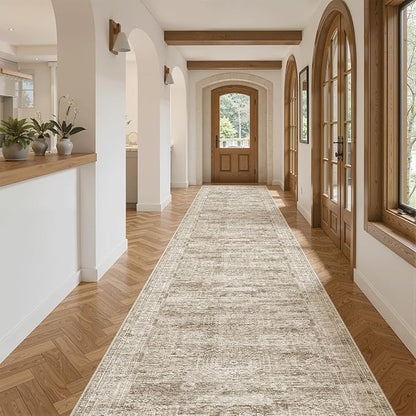 Soalmost Washable 3x14 Hallway Runner Rug Non-Slip Kitchen Entry Rugs Brown | - Image 4