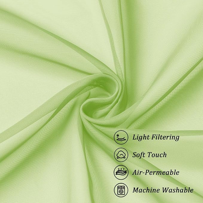 Chyhomenyc Sheer Curtains 36 inch Length 2 Panels Set, Light Filtering Voile - Image 7