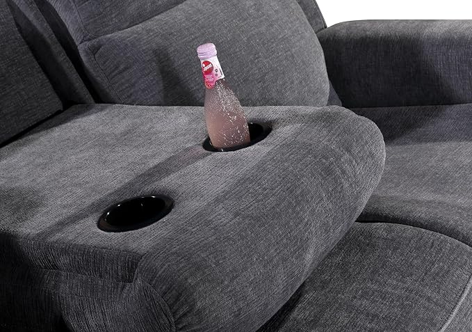 Betsy Furniture Soft Microfiber Manual Reclining Sofa w/Dropdown Table - Image 5