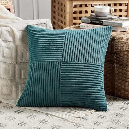 Fancy Homi 2 Packs Teal Decorative Throw Pillow Covers 20x20 Inch - Image 2
