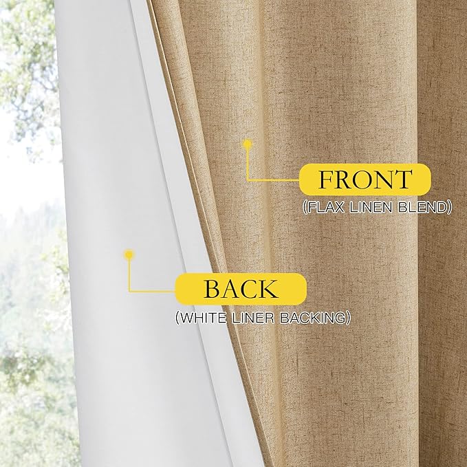 NICETOWN 100% Absolutely Blackout Linen Curtains - Image 6