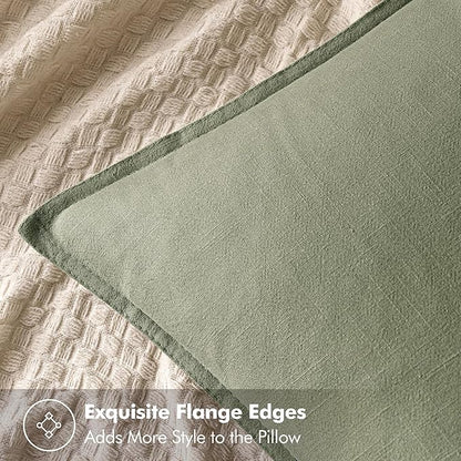 MIULEE Decorative Linen Pillow Covers 18x18 Inch Sage Green | Boho Farmhouse​ - Image 2