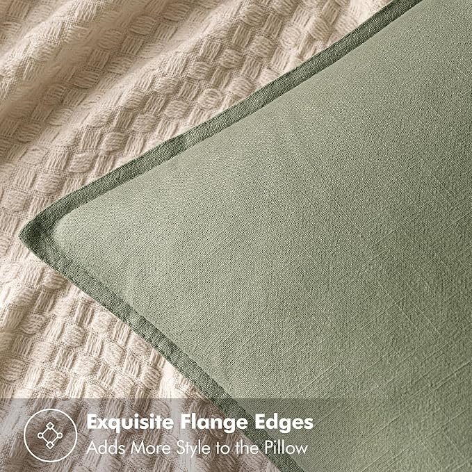 MIULEE Decorative Linen Pillow Covers 20x20 Inch Sage Green | Boho Farmhouse​ - Image 2