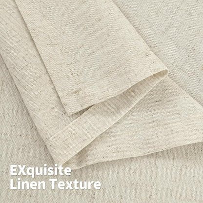 YoungsTex 90 Inch Length Beige Linen Curtains 2 Panels - Image 6