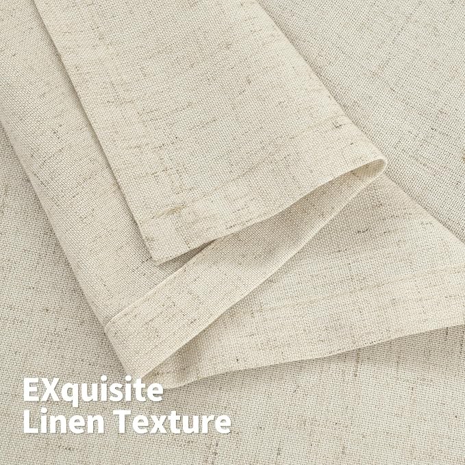 YoungsTex Beige Linen Curtains 63 Inch Length 2 Panels - Image 5