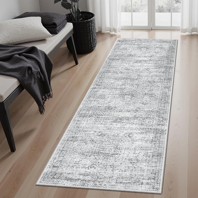Soalmost Runner Rug 2x5 Washable Non-Slip Kitchen Entry Runners Grey | Soft by Soalmost
