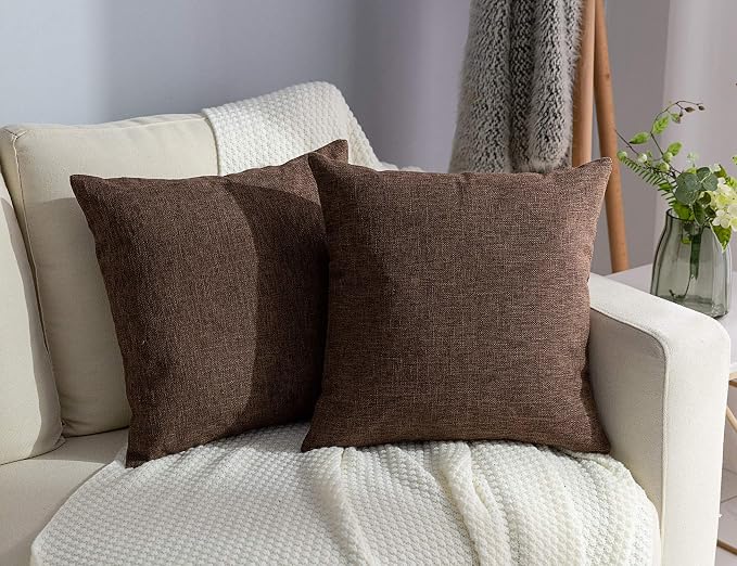 Stellhome Linen Throw Pillow Covers 20 x 20 inch Square Farmhouse Fall by Stellhome