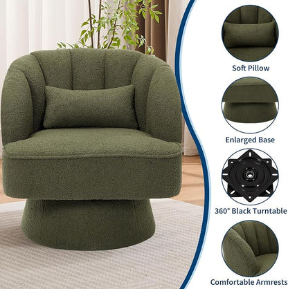 Garvee Ultra-Plush Swivel Accent Chair, 360° Barrel Lounge Chair - Image 7