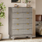 BORNOON 46" Tall Dresser for Bedroom, 6-Drawer Fluted Chest of Drawers by BORNOON