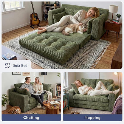 Homkdom Convertible Loveseat Sleeper, Space-Saving Folding Sofa Bed - Image 4