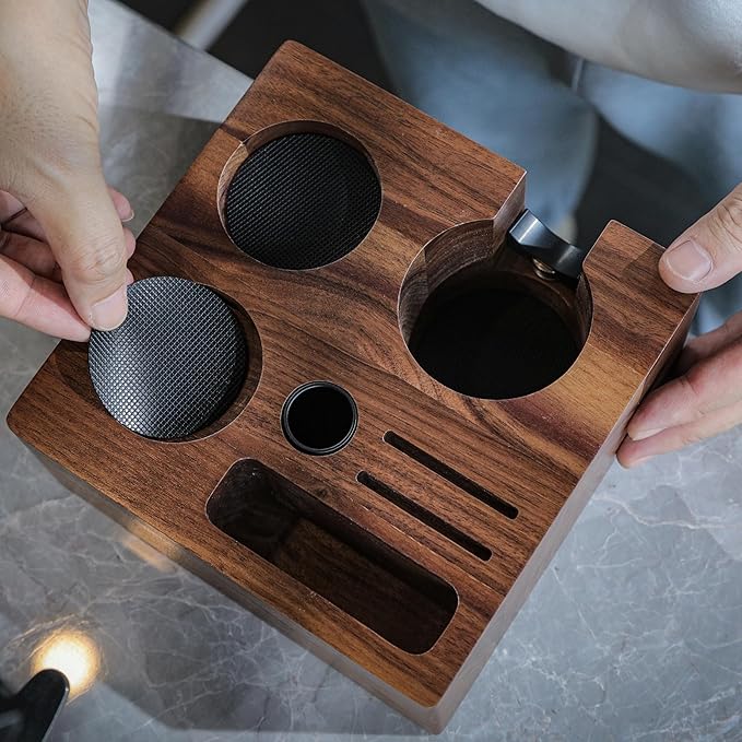 Breville Espresso Machine Accessories Kit 54mm – Walnut Naked Portafilter, Calibrated Tamper, Tamping Station, Distributor & Puck Screens Espresso Set for Barista Express, Pro, Touch, Bambino
