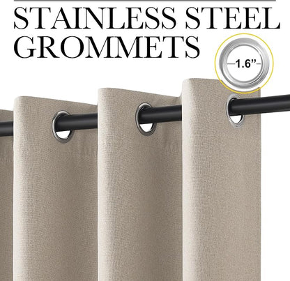 NICETOWN 100% Blackout Linen Curtains 96 inches Long, Crisp Faux Linen Curtains - Image 3
