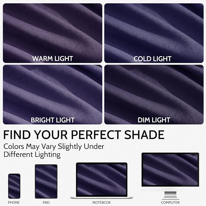 Purple Linen Blend Light Filtering Back Tab Curtains 102 Inches Long, Semi - Image 4