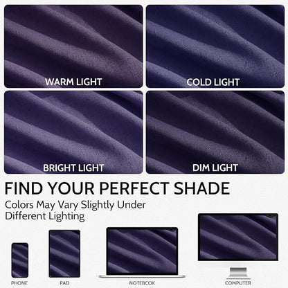 Purple Linen Blend Light Filtering Back Tab Curtains 102 Inches Long, Semi - Image 4