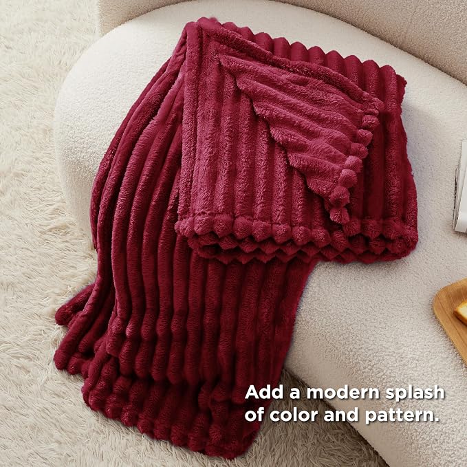 Bedsure Soft Twin Blanket for Bed Decor Gifts Deep Red 60"x80" | Birthday Gifts - Image 5